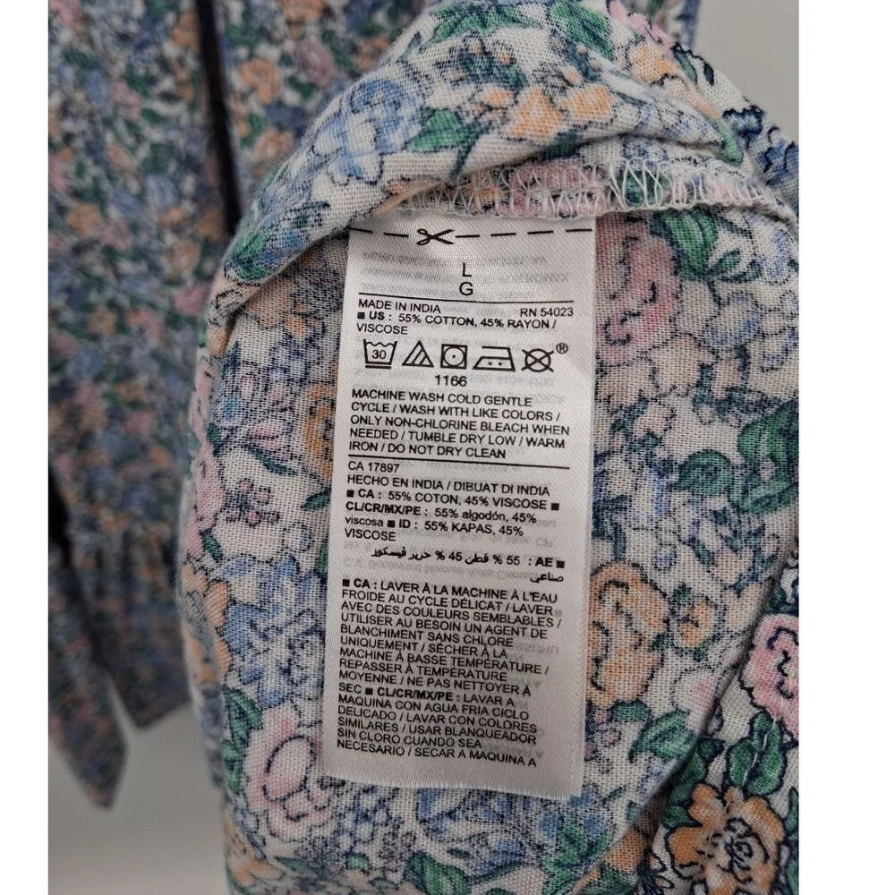 Old Navy Floral Smocked Midi Dress Size Large Milkmaid Peasant Cottagecore Ditzy - Picture 8 of 12